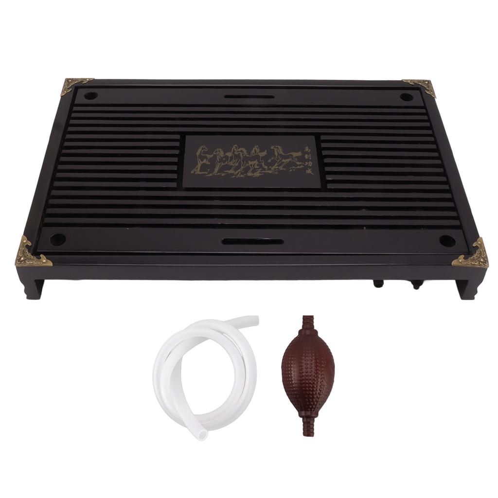 Simple Tea Tray Drawer Type Wooden Drainage Water Storage Gongfu Tea Table Set for Home Black