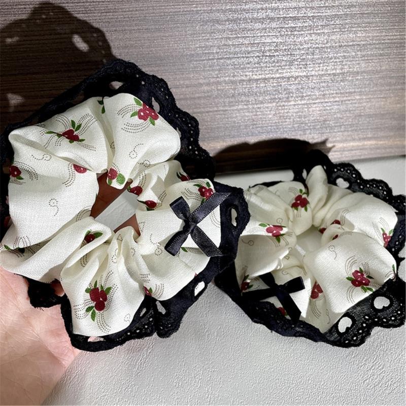 Elaborate Lacework Hair Tie for Women Hair Rings Bows Scrunchies Black