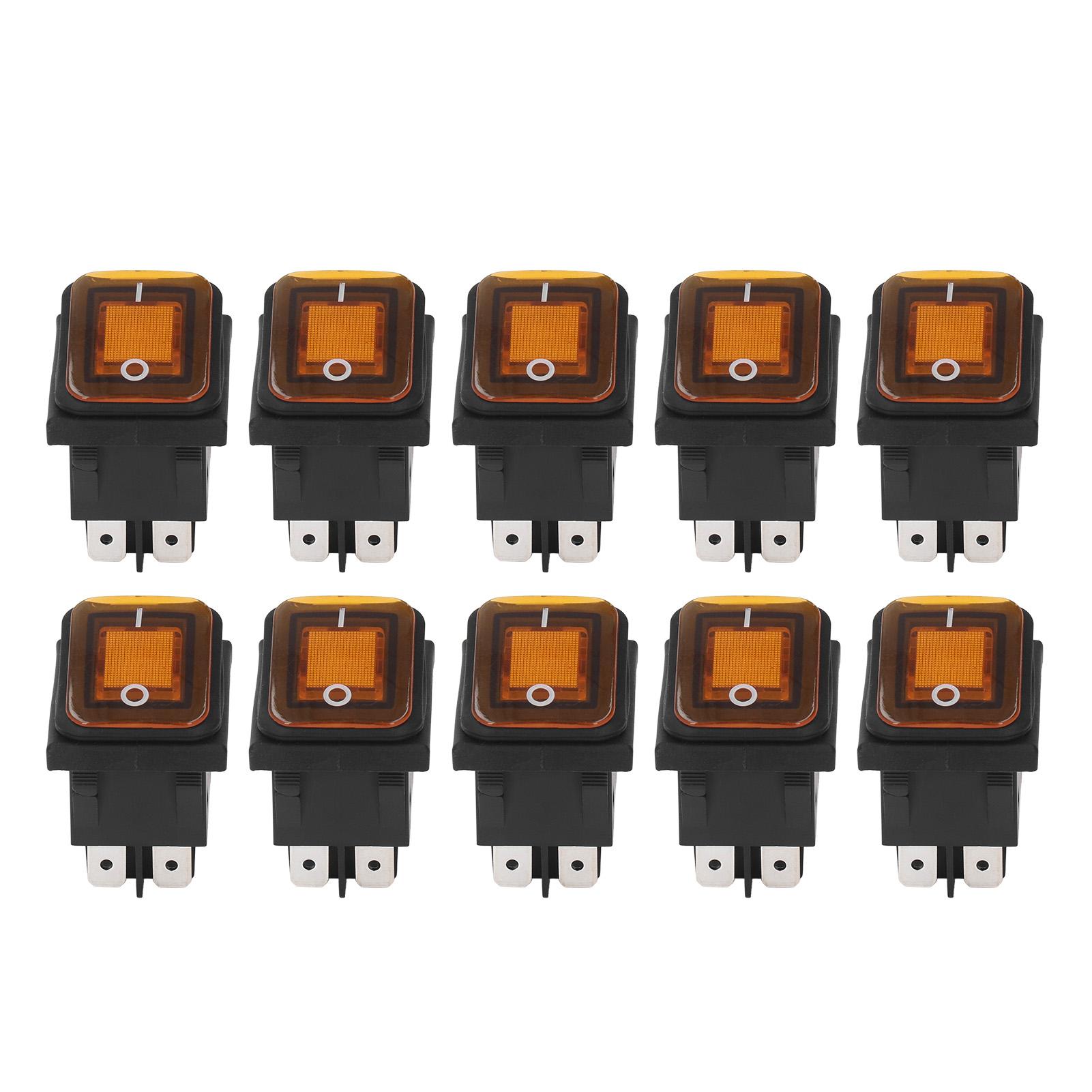 

10Pcs 2 Position Rocker Toggle Switch On Off 30A AC 125V 250V for Boat with LED Light 4 Pins