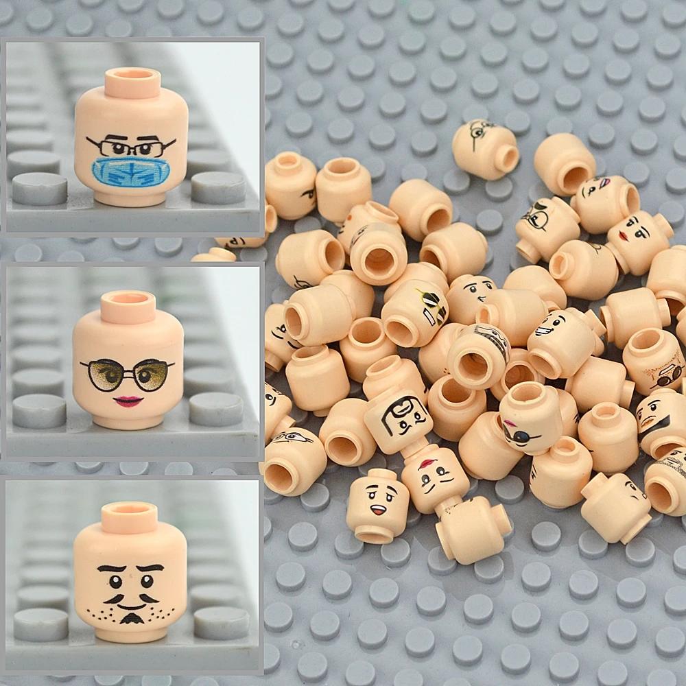 Figure Head Hair Hat Faces Expression DIY Bricks Building Blocks Model Kids Toys Boy Girl Gift Creative Laugh Cute Facial Leduo