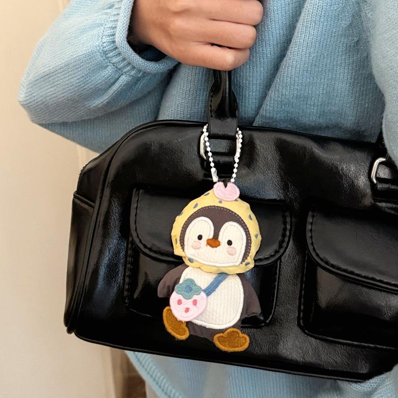 Cute Penguin Doll Plush Pendant Keychain Creative Cartoon Lanyard Necklace Stuffed Doll Toys Funny Backpack Decoration Gifts