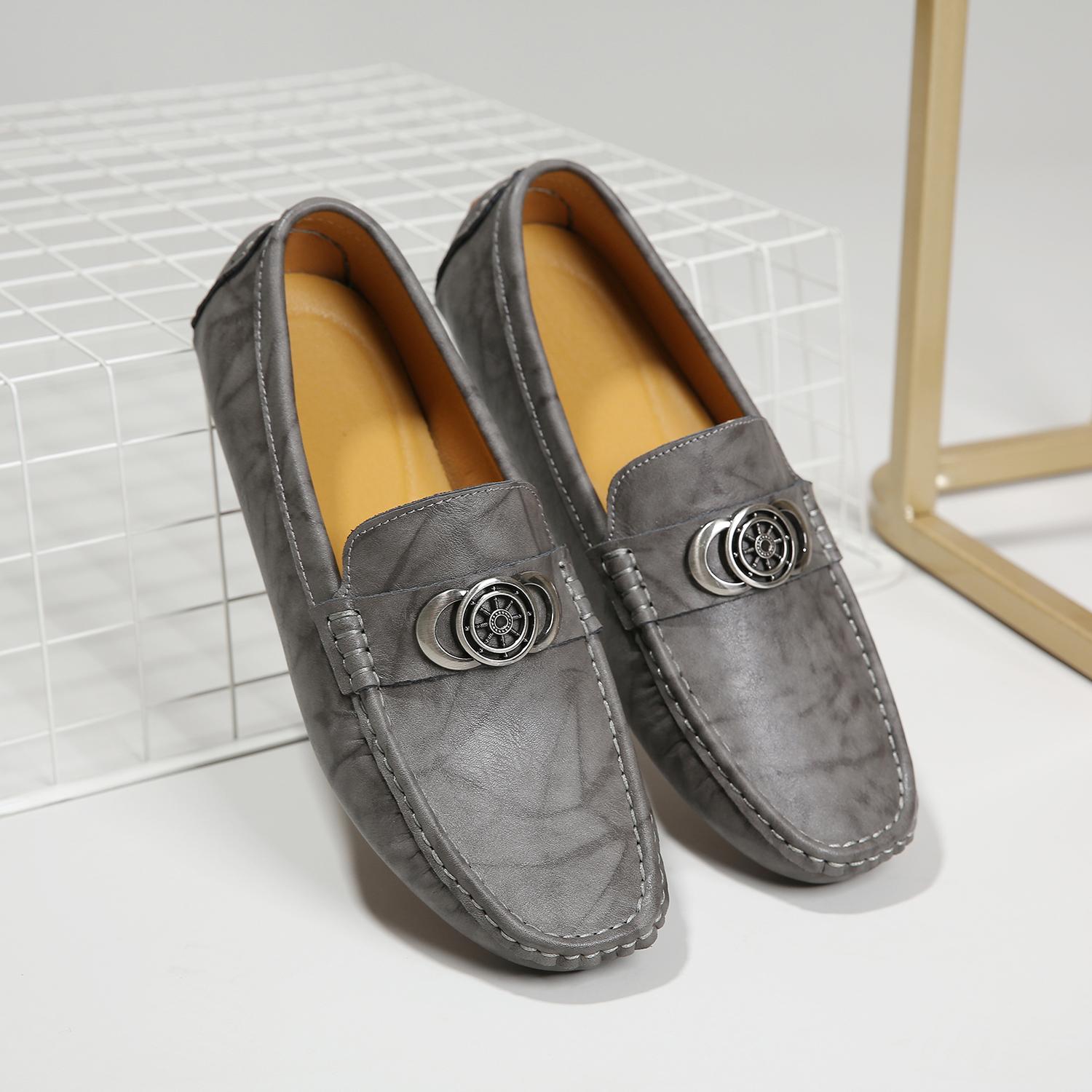 

Мужские легкие мокасины, мокасины, повседневные кожаные туфли, классические мужские удобные туфли для вождения 46 серый