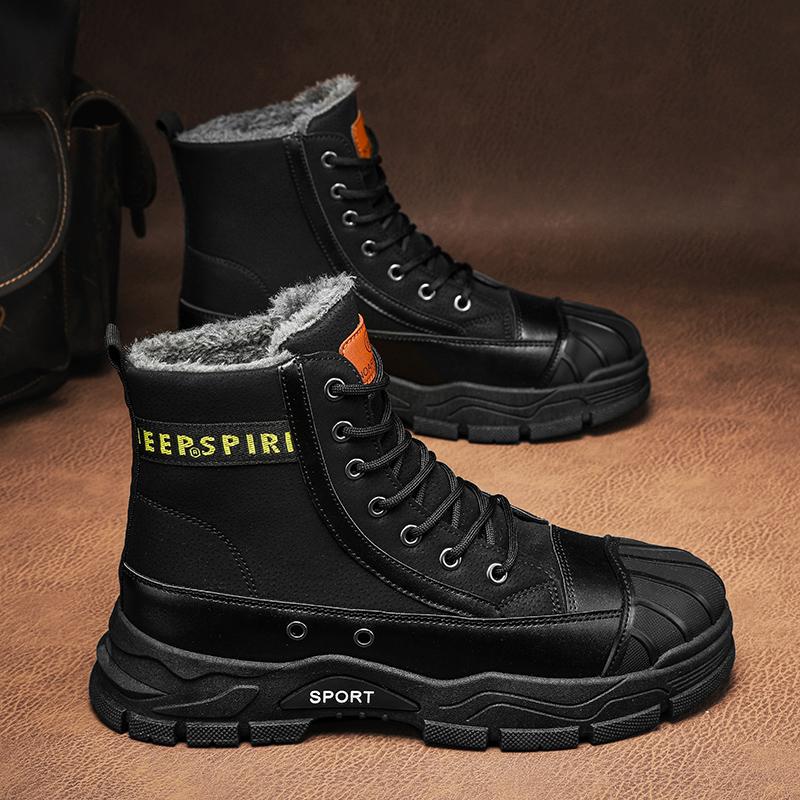 

Зимние ботинки для мужчин на шнуровке Комфортные мужские повседневные кроссовки Обувь Осенняя обувь для активного отдыха Бренды 2024 с мехом Ботильоны Обувь 10 чёрный