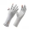 Breathable Sunscreen Gloves Lace Anti-UV Mittens Lightweight Ice Silk Gloves  for Summer