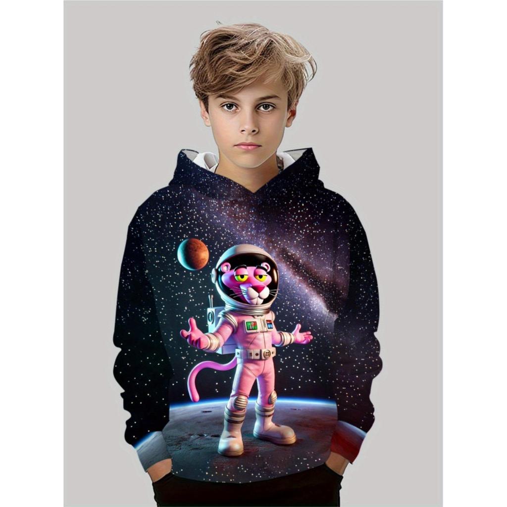 Children's Clothing, Boys' Creative 3D Printed Hooded Sweatshirt, Boys' Casual Sports Long Sleeved Hooded Top