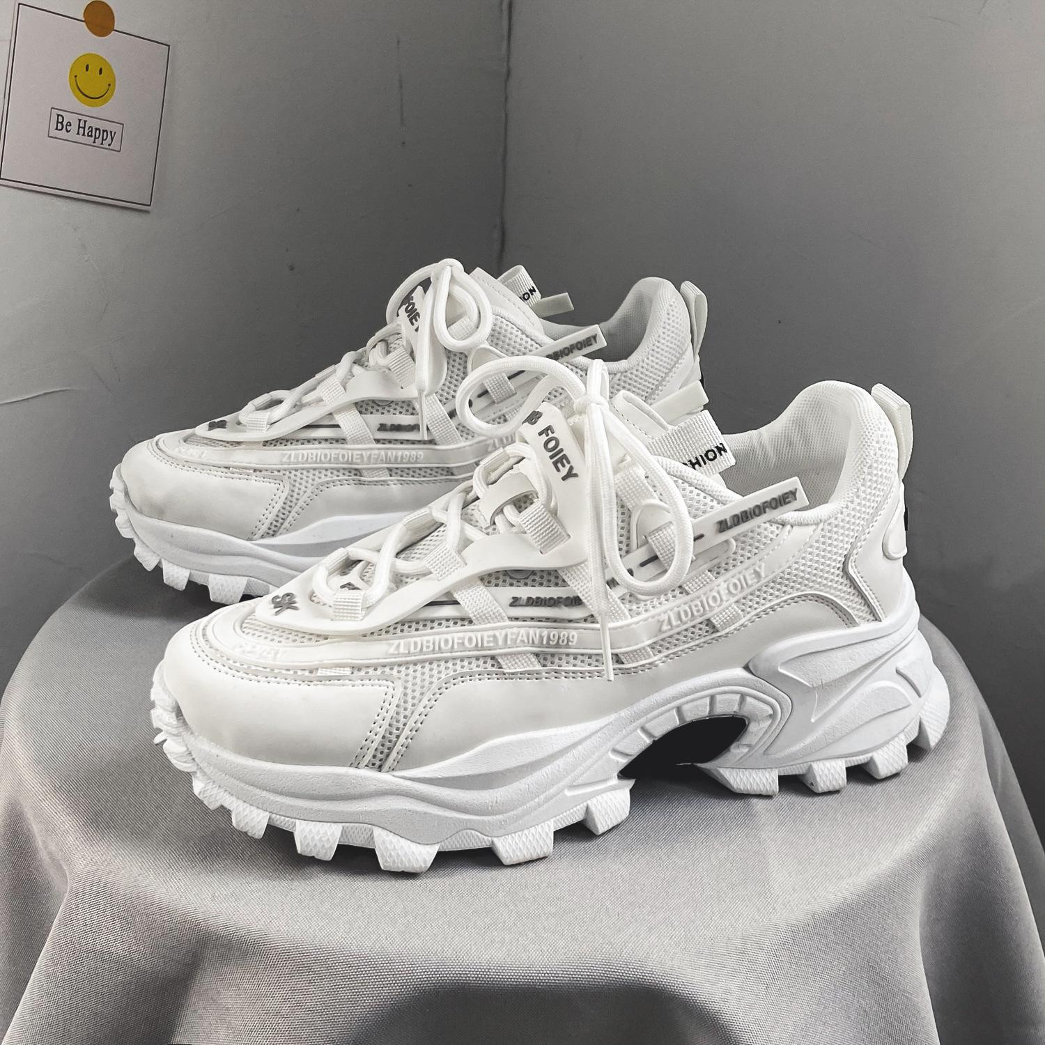 

Daddy shoes men s ins trendy shoes 2024 new thick soles increase the height of the Korean version when wearing casual men s sports shoes 39 белый