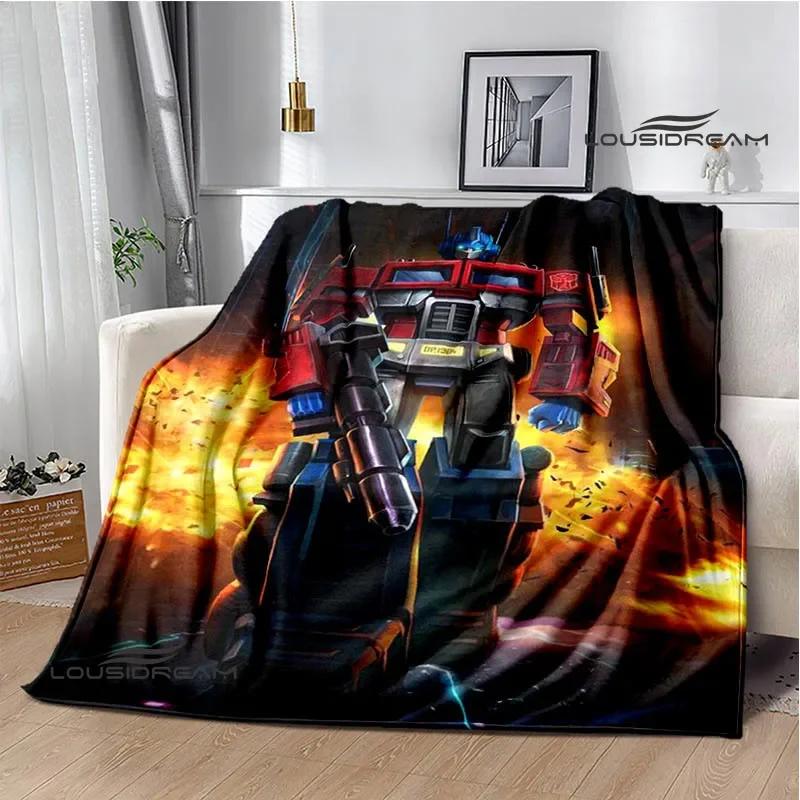 T-Transformers Cartoon Printed blankets picnic blanket Warm blankets Flannel Soft Cozy Blanket Home travel blanket Birthday Gift