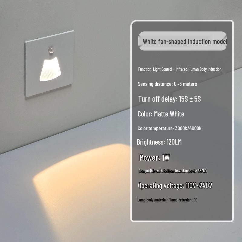 Ultracienka lampka nocna z czujnikiem magnetycznym do wbudowania typu 86 na schody i korytarze