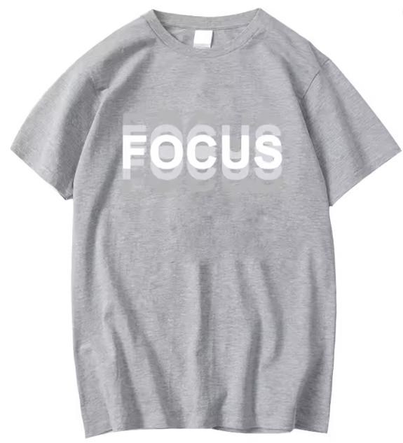 Summer Unisexs Cotton High Quality Casual Sports Loose Oversized Funny Focus Print Round Neck Short Sleeved TShirt Top