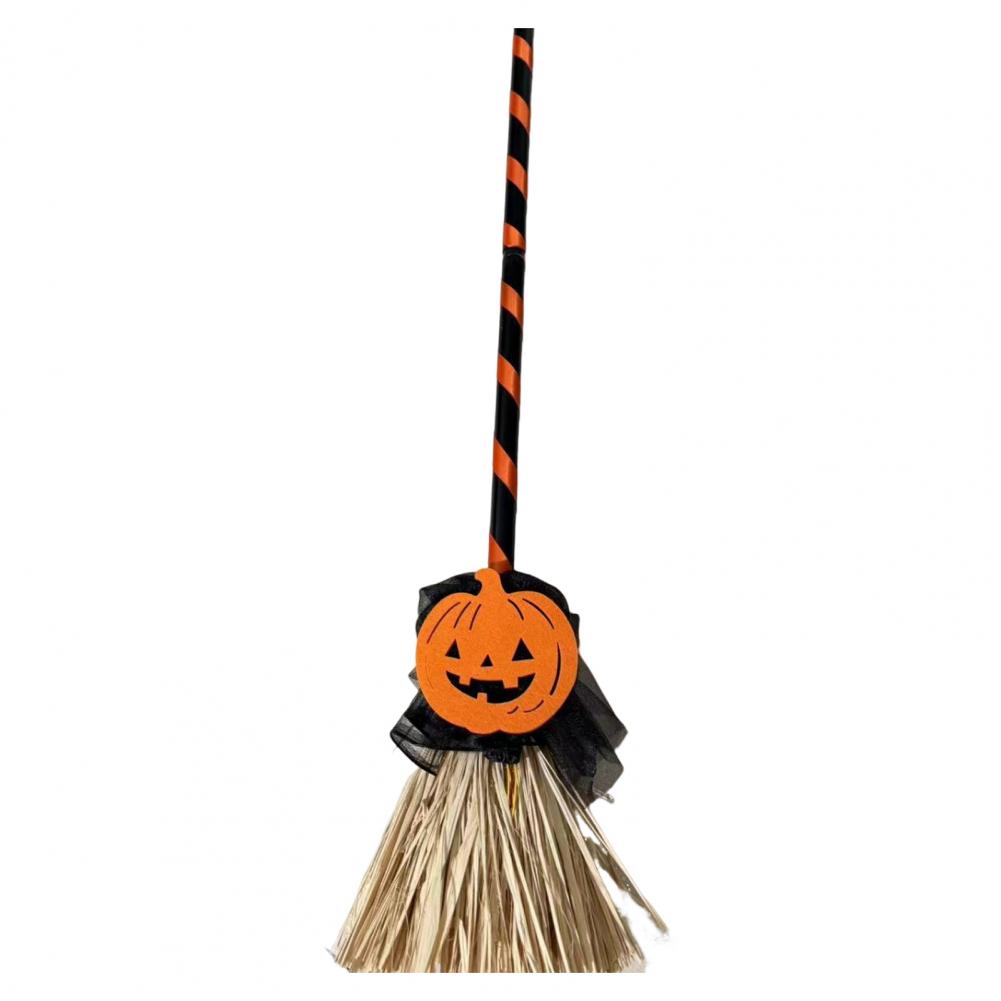 Rotating Witch Broom Halloween Prop Halloween Witch Broom Decoration Halloween Broomstick Decor with Led for Indoor Home
