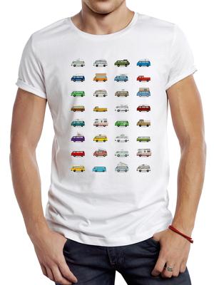SPAPEX Camiseta Masculina Casual de Van de Campista Vintage, Estampa de Fusca Retrô Hipster de Carro Clássico