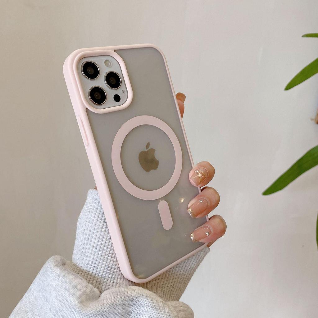 Transparent Magnetic Macaron Case for iPhone 16 Pro Max/iPhone 15, Silicone, Acrylic, Drop-proof