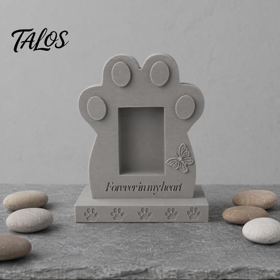 Marco de Foto para Mascotas con Textura Delicada, Lápida, Piedra Conmemorativa para Perro, con Ranura Integrada para Tarjeta de Foto, Mariposa 3D y Diseño de Pata de Recuerdo Conmemorativo, Adorno,