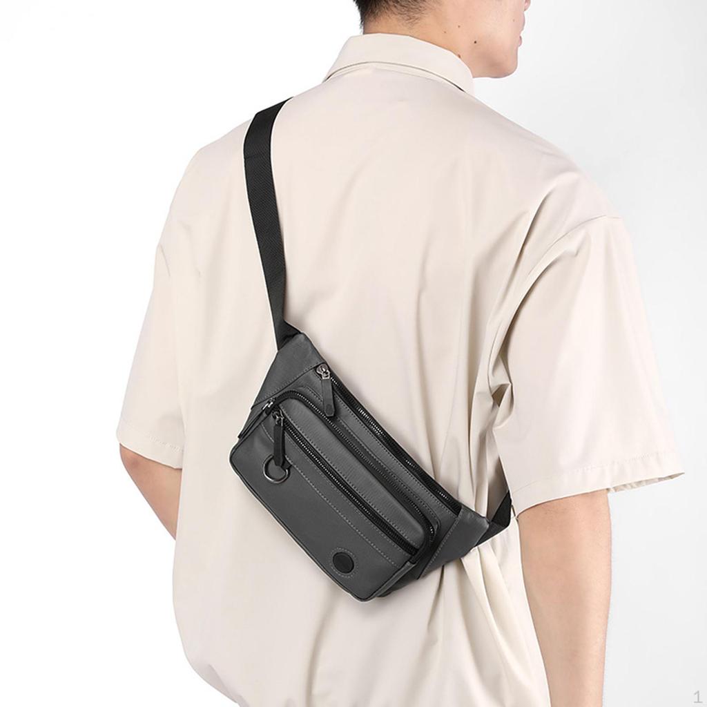 Fanny Pack Men Shoulder Bag Oxford Cloth Casual with Zippered Pockets Waist for