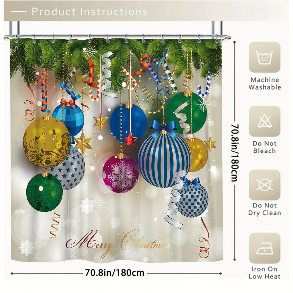 4Pcs Luxury Merry Christmas Shower Curtain Sets Waterproof  for Bathroom Non-Slip Bathroom Rugs Lid Toilet Cover Bath Mat