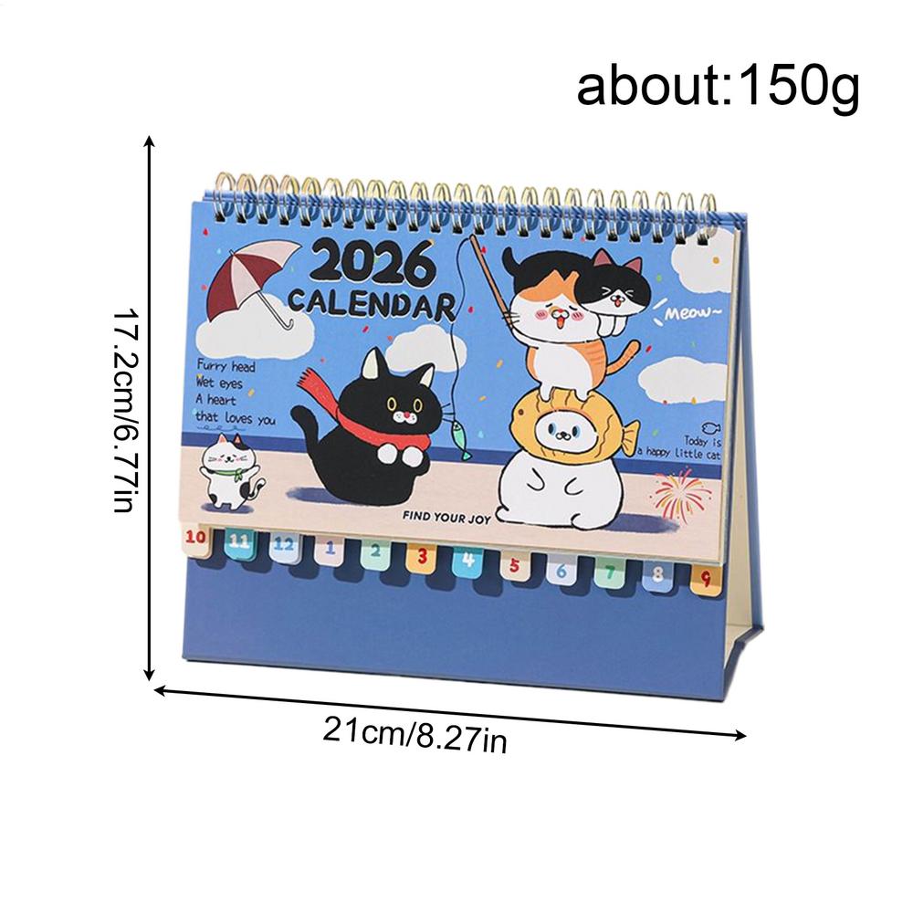 

2026 Cat Desk Calendar Spiral Bound Kitten Planner With Cute Illustrations, Monthly Schedule Cat calendar desk calendar