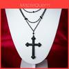 Gothic Black Cross Necklace For Men And Women With Alloy Pendant And Multilayer Design