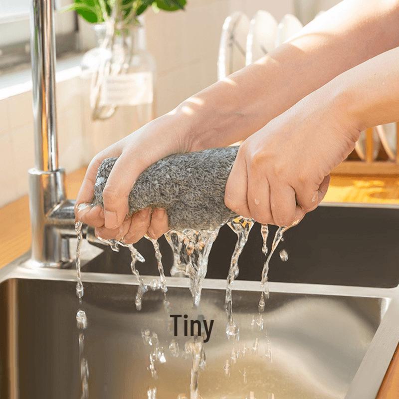 Bamboo Charcoal Kitchen Cleaning Cloths – Non-stick Oil Removal, Thick Water-Absorbing Dish Rags for Tables, Easy To Clean.