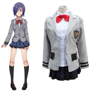 Costume de Cosplay Anime Tokyo Ghoul Touka Kirishima, uniforme d'écolière, perruque violette pour femmes, ensemble jupe de Costume de carnaval d'halloween 3 pièces