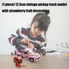 Vintage Classical Strawberry Truck Alloy Decoration Miniature Vehicle Model with Mini Faux Strawberries For Indoor Display Gift