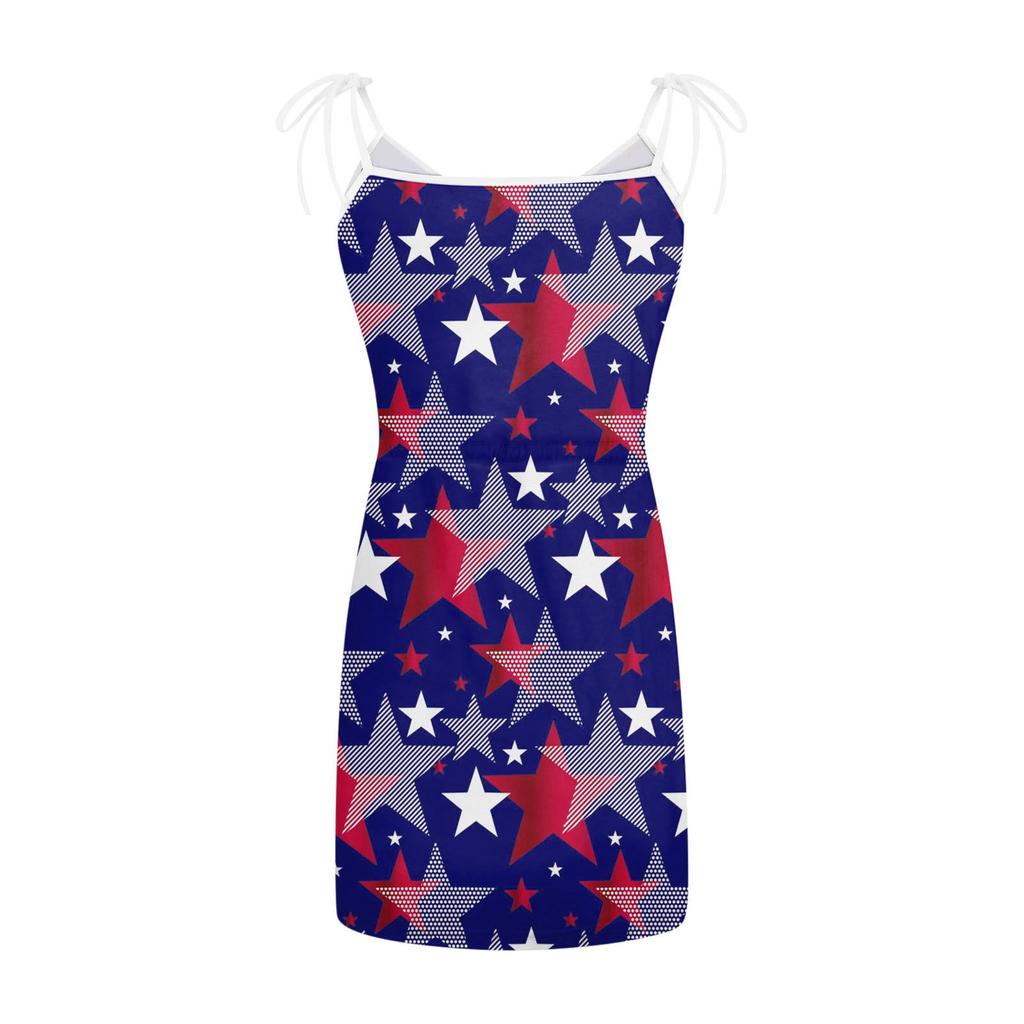 Damenmode-Unabhängigkeitstag-bedrucktes, ärmelloses Bandage-Hosenträgerkleid