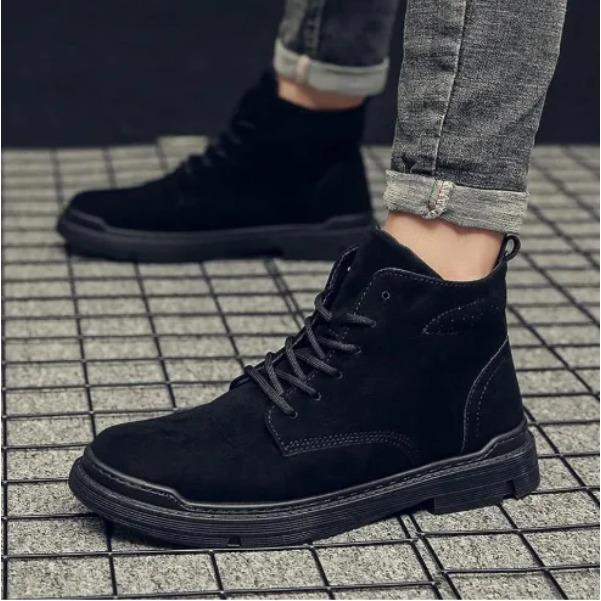 Men's Winter Leather Boots Snow Boots Mid-top Ankle Boots Men's Fashion Shoes British Style Leather Shoes M515