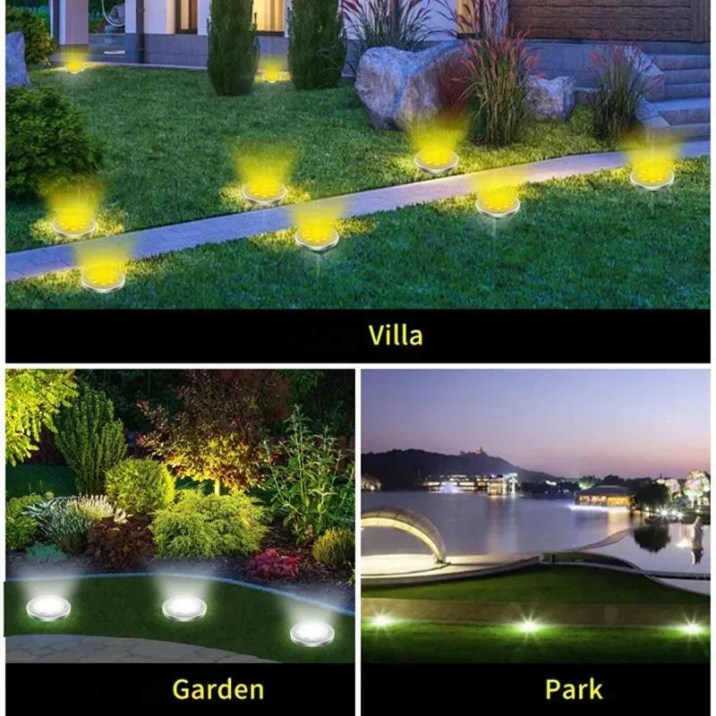 1/4Pack Solar Lights Outdoor 8 LEDs Disk Underground Lamp Spotlight Buried Solar Light for Home Garden Lawn Yard Decoration