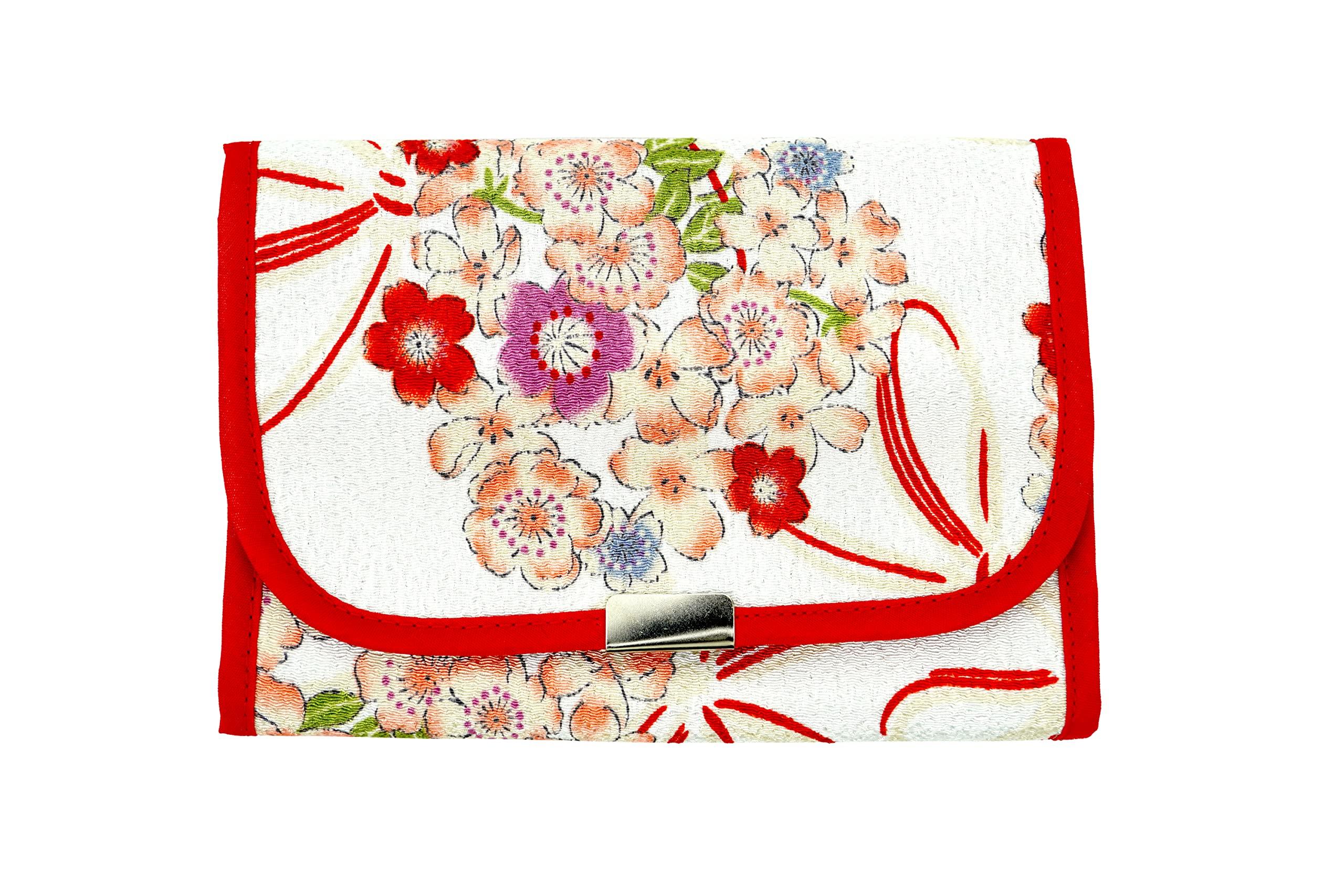 

Uni Сделано в Футаго Чиримен Японский узор Футляр для лекарств Цветок (0103-3) Сэни, Япония, [Вишневый узел, Белый]