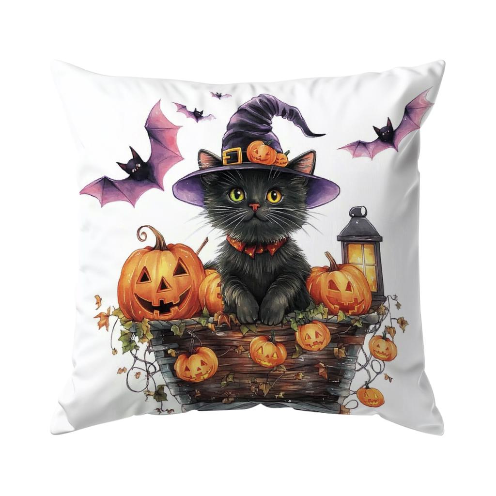 Halloween Black Cat Pillowcase Bedroom Sofa Cushion Cover 100% Polyester Living Room Cushion Pillowcase Home Decor