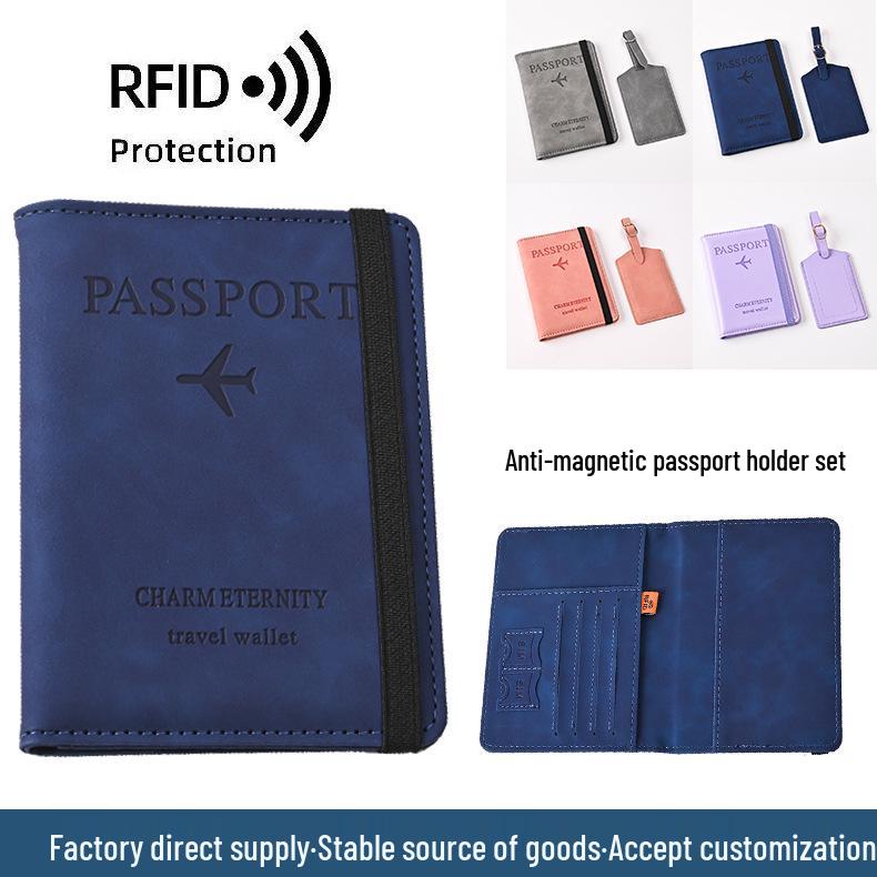 2024 RFID Anti-theft Passport & Luggage Tag Set - Multifunctional PU Holder