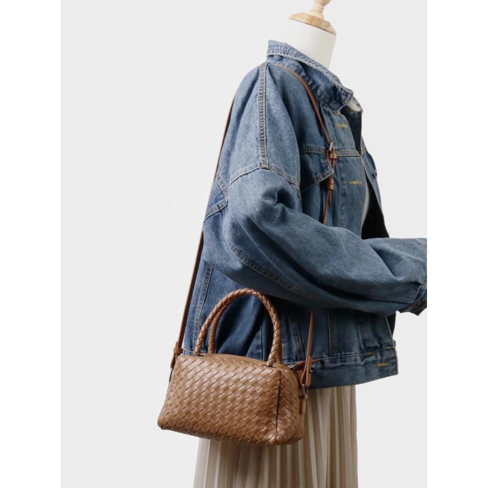 2025 Neue High-End Boston Kissen Tasche Rindsleder Gewebt Damen Tasche Vielseitige Einzelne Schulter Diagonale Cross Handtasche