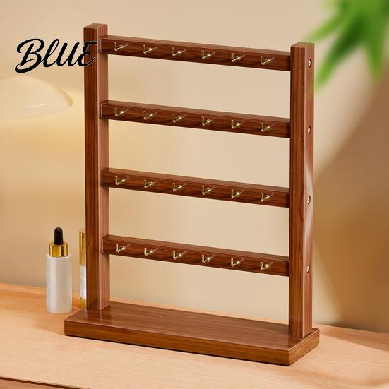 Earring Ring Storage Wooden Jewelry Organizer Durable Display Stand Multiple Layers Space Rustic Wood Saving Rack for Necklaces Bracelets