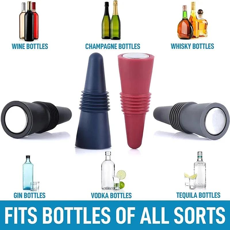 Silicone Wine Bottle Stopper Set Whisky Accessories Leak Proof Beer Champagne Cap Closer Wine Cork Plugs Lids Kitchen Bars Tools