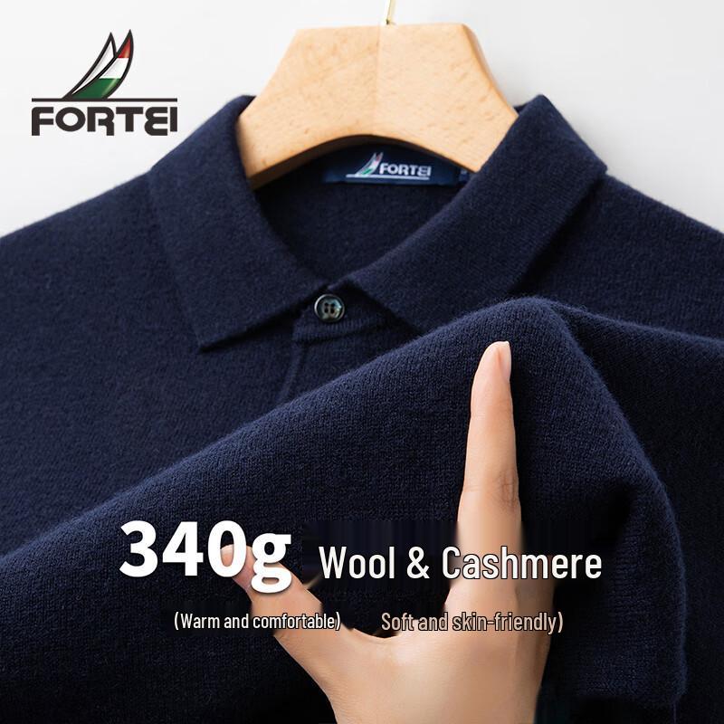 

Мужской свитер-поло из смеси мериносовой шерсти и кашемира L 50