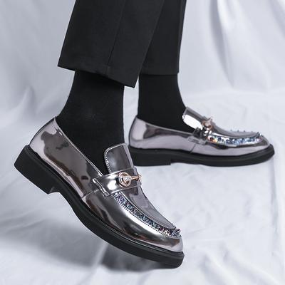 Lacquer Leather Men's Shoes Thick Bottom Height Increasing Style Fashionable Outdoor Party Daily Hairstylists Nightclub Loafer