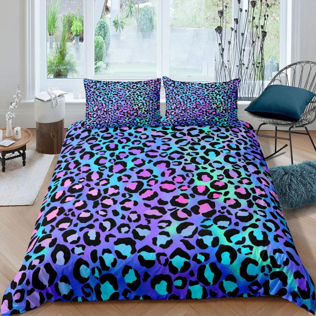 Leopard Bedding Set Queen King Soft Bedclothes Twin Bohemian Print Duvet Cover with Pillowcase Polyester Quilt Cover for Adults