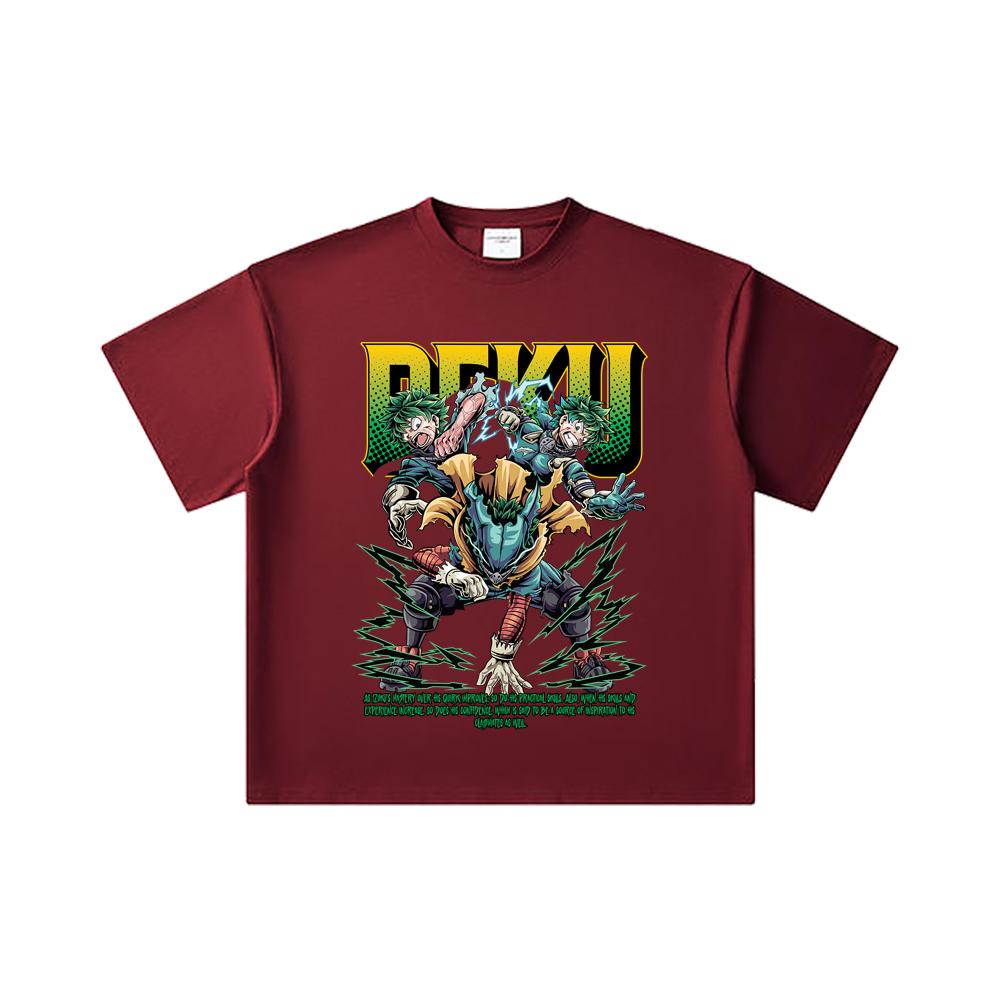 260 GSM Double Yarn 32 Count 100% Cotton My Hero Academia V15 Deku Print Unisex Heavy Cotton T Shirt