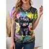 Women's T-Shirt Cow Head Pattern Printing Fashion Casual Blouse Oversized T-Shirt Summer Women's Clothing
