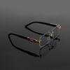Men Metal Leopard Rimless Anti Blue Light Glasses - Vintage  Rectangle Style, Metal Frame for Business & Casual Wear