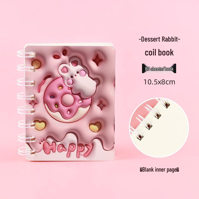 Creative 3D Cute Rabbit Spiral Pocket Notebook - Ideal for Elementary Students