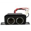 Black 12V Car Metal Cigarette Lighter 2 Socket With Fuse For Motorcycle Modified