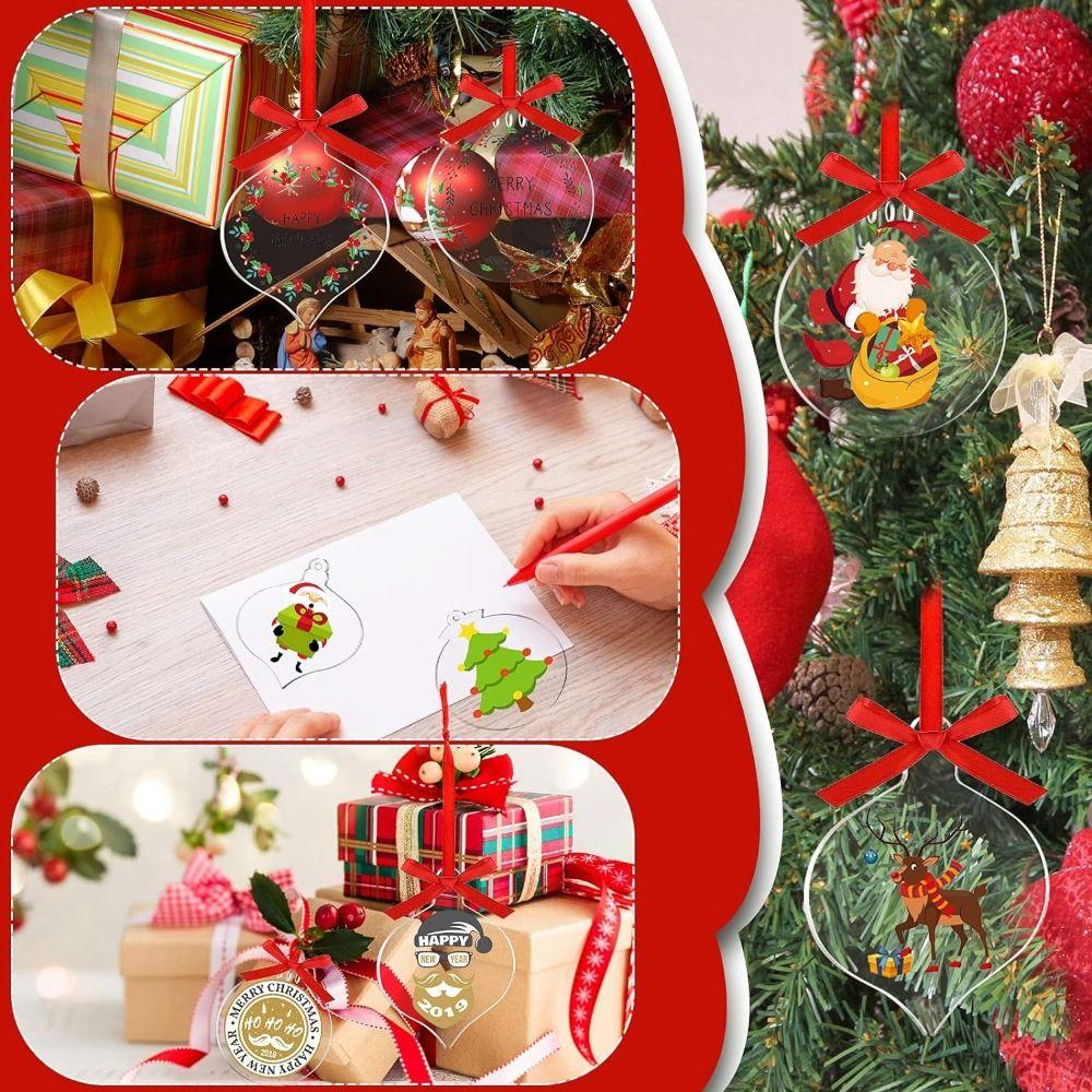 10Pcs Multishape Christmas Tree Hanging Pendant Star Clear Circles Discs  Home Party Supplies