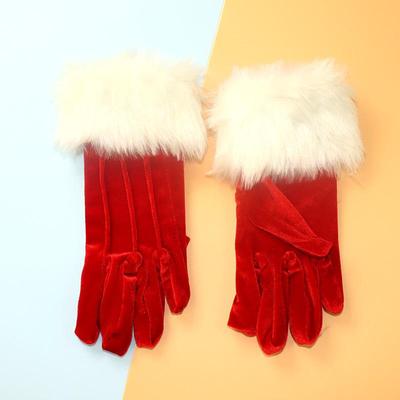 Weihnachtsmann Kostümset mit langen roten Samthandschuhen für die Weihnachtsfeier