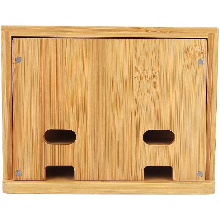 Oumefar Bamboo Multi-Device Stand Holder Charging Station Phone Tablet Charger Organizer 4 in 1 Charging Station for Multiple Devices for Meeting