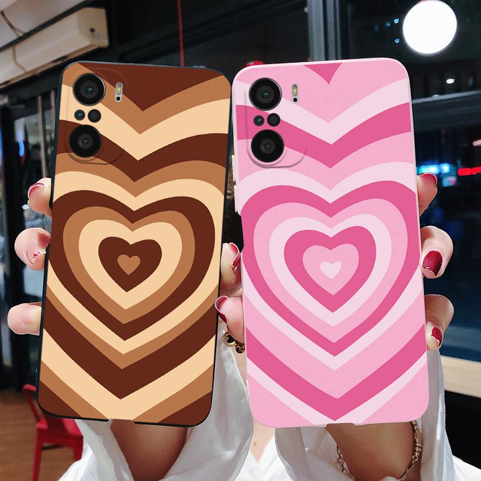 For Xiaomi POCO F3 Case Soft Back Cover Fashion Rainbow Love Heart Silicone Phone Protector Case For Xiaomi mi POCO F3 F 3 Funda
