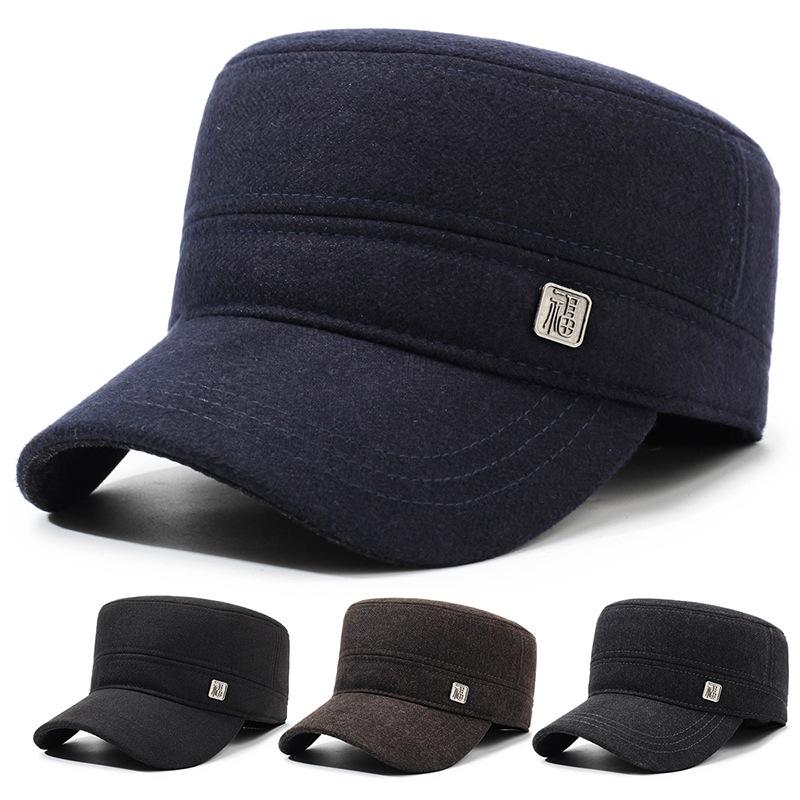 Men's Autumn Winter Flat Cap Middle-Aged and Elderly Hat Outdoor Flat Cap