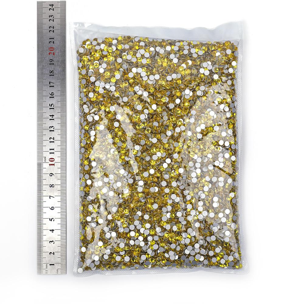 

Большая сумка Weichen со стразами, цветные бриллианты с плоским дном, стеклянные дрели для ногтей, кристальные круглые самодельные наклейки с бриллиантами. SS16 #14400 pcs/bag лимонно-желтый