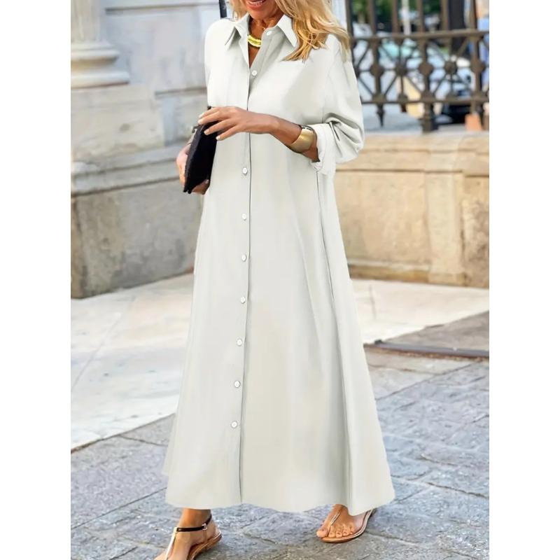 Sommer Lange Unregelmäßige Kleid Frauen Hemd Kragen Twist Button Casual Kleider