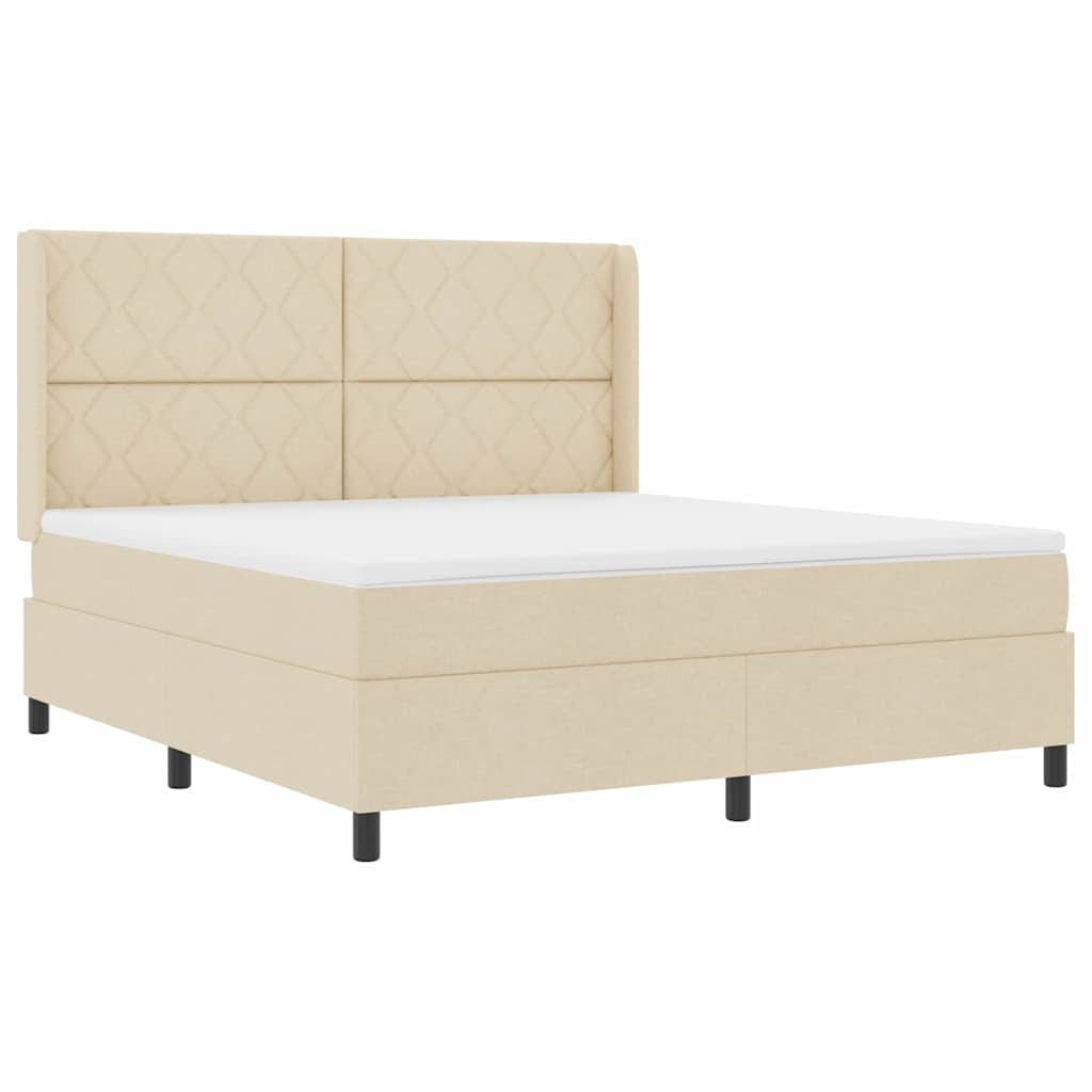 Boxspring bed with pillows and headboard Cream 200 x 180 cm Fabric