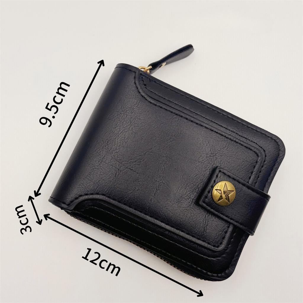 Vintage Men's Wallet PU Leather Short Purse Men Hasp Zipper Clutch Solid Color Wallets High Quality Durable Convenient Wallets
